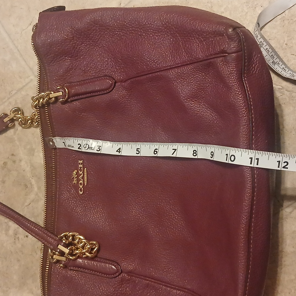 Coach Purple Pebble Leather Ava Chain Tote - Picture 10 of 16